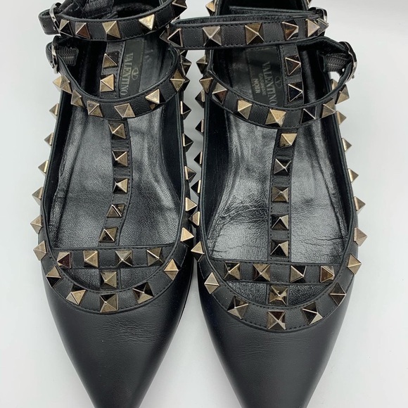 Authentic Valentino Garavani rockstud Noir cage flats - Picture 7 of 16